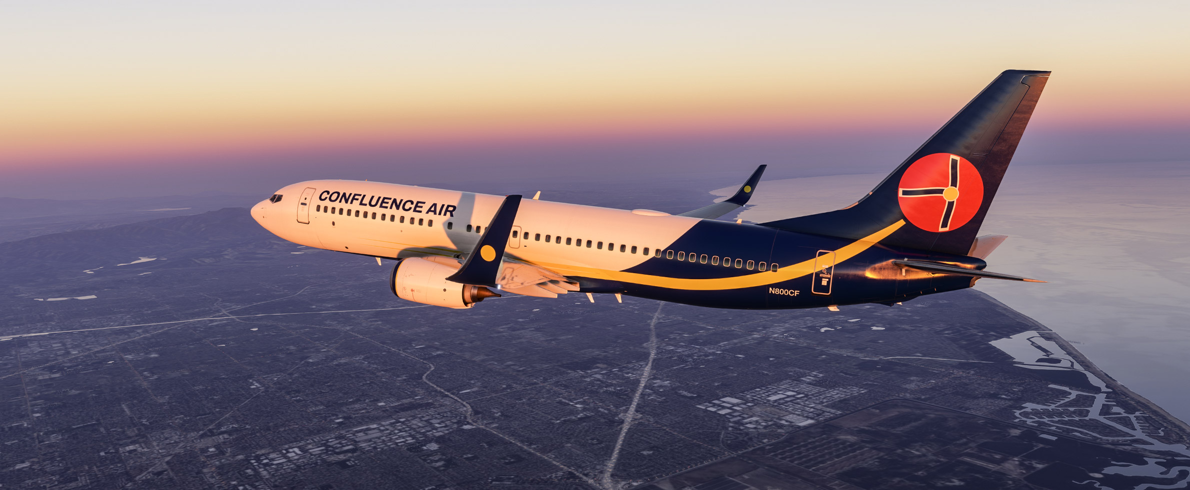 Confluence Air Boeing 737-800 N800CF in cruise at sunset
