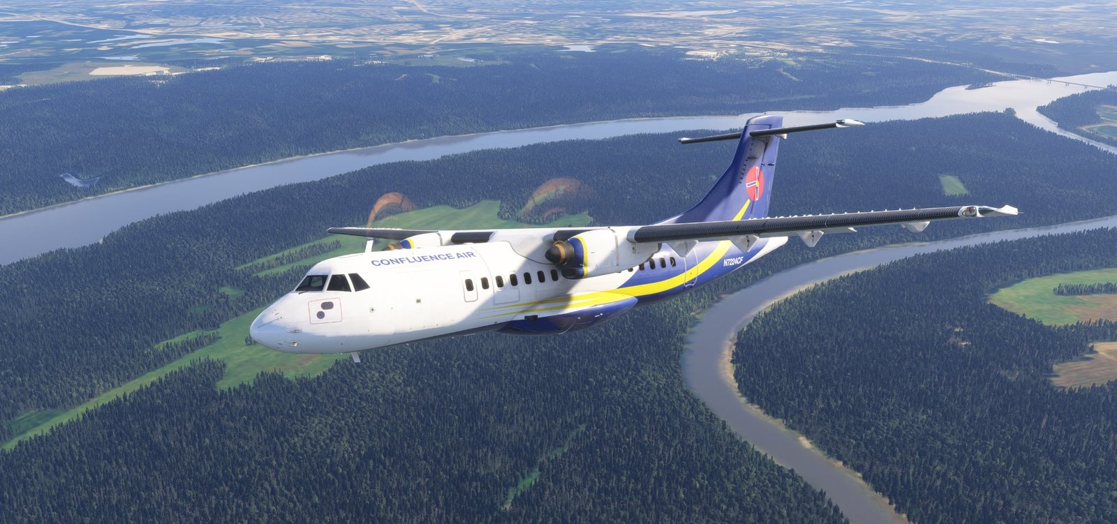 Confluence Air ATR 42-600 N7224CF in flight over the river network