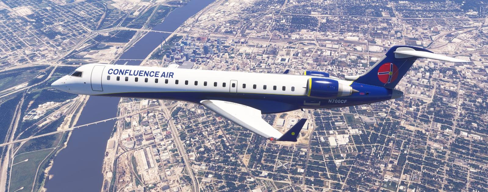 Confluence Air CRJ-700 N700CF over downtown St. Louis